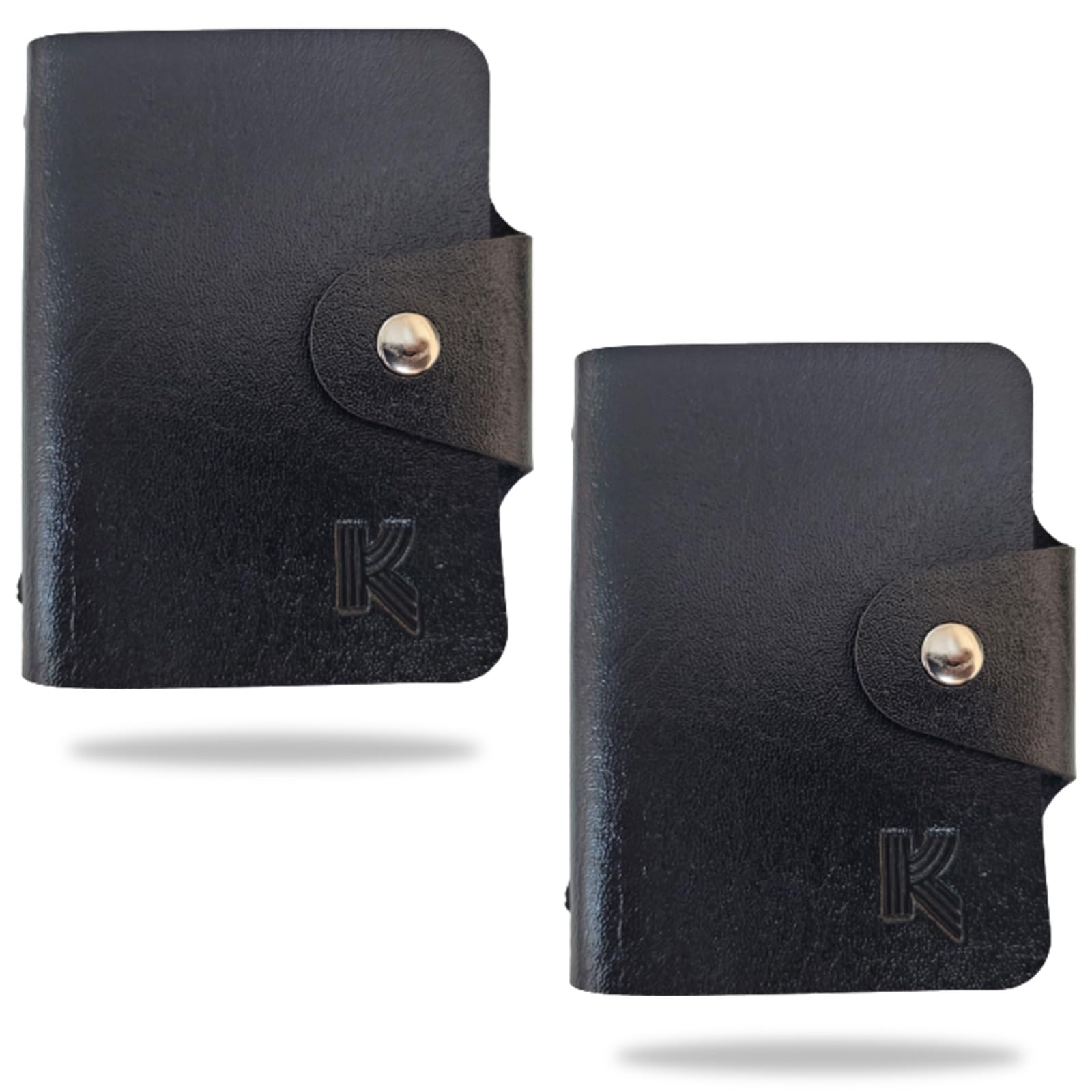 Leather Credit Card Holder with Double-Sided Slots for Cards, Business Card Holder, ATM Card Holder for Women and Men- 24 Card Slots (Pack of 2- Black)-image-26