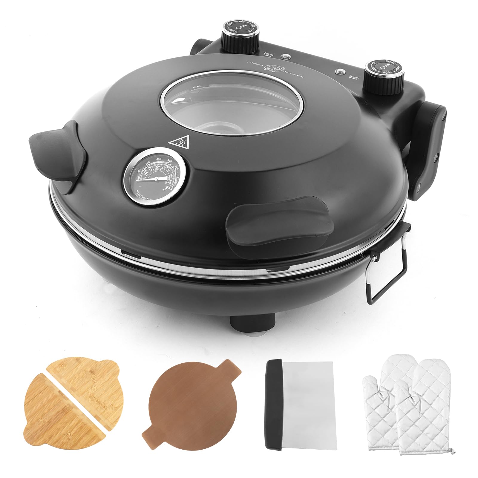 KLAIF 12" Electric Countertop Pizza Oven Indoor, LMR-Black