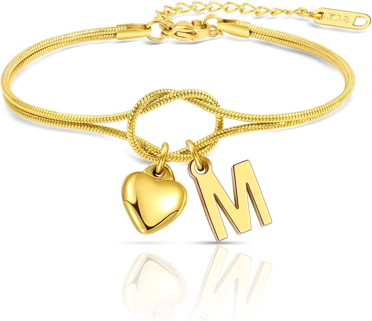 Seyaa Gold Initial Bracelets for Women, Personalized Gifts for Women, Bridesmaid Bracelet Dainty Heart Letter Bracelet Friendship, Wedding Birthday Gifts for Women Gold Jewelry