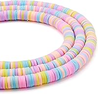 Vista 1 de Cheriswelry Cuentas espaciadoras de arcilla polimérica de disco redondo y multicolor, 10 hebras, alrededor de 3200 cuentas sueltas hechas a mano