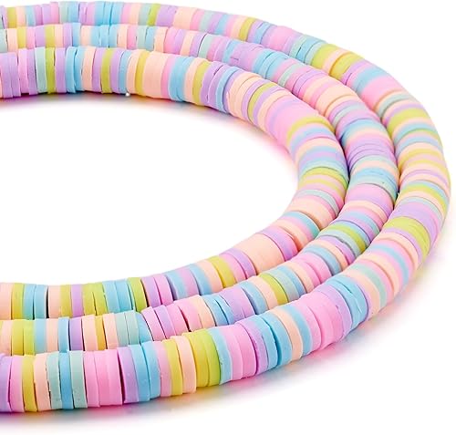 Cheriswelry Cuentas espaciadoras de arcilla polimérica de disco redondo y multicolor, 10 hebras, alrededor de 3200 cuentas sueltas hechas a mano