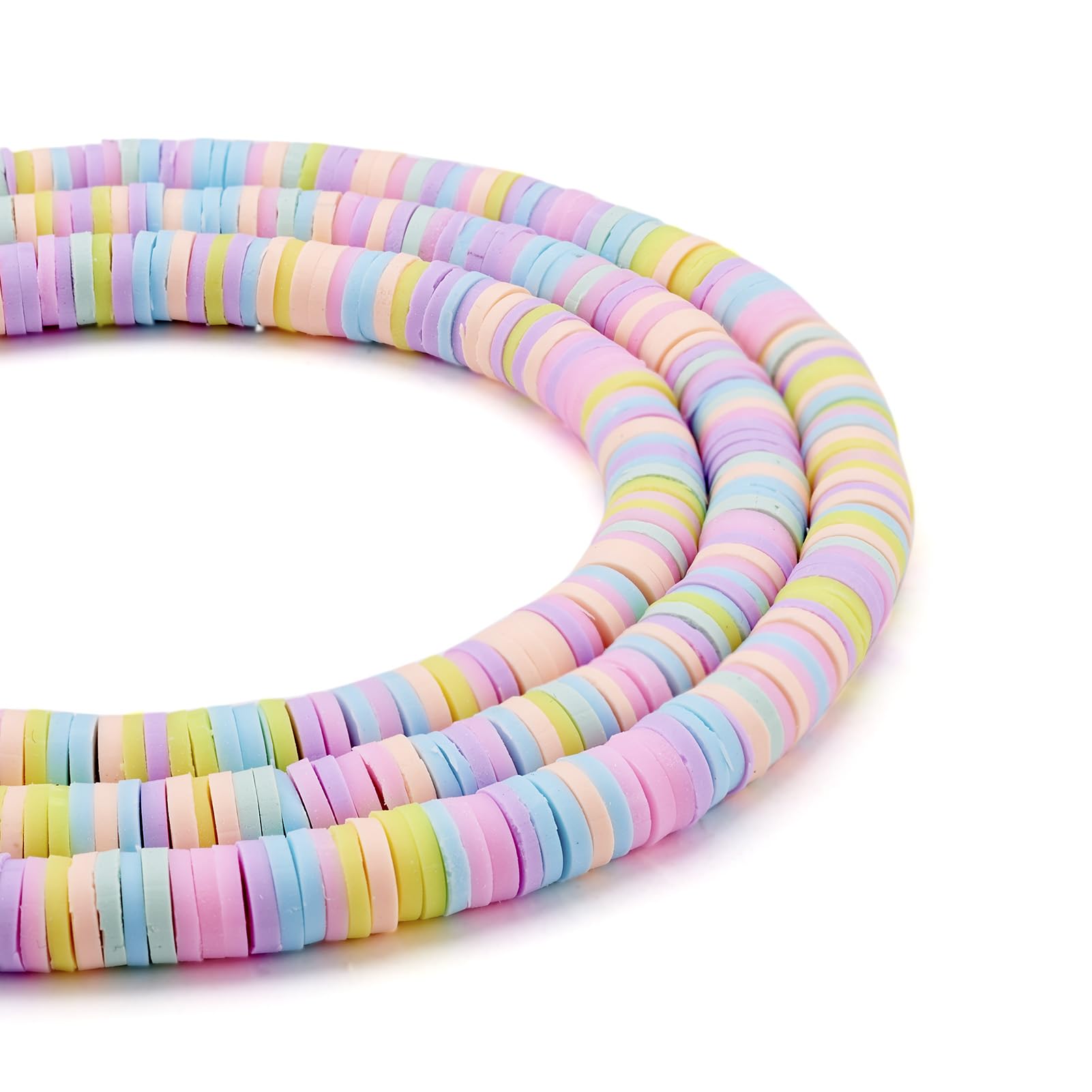 PandaHall 10 Strands 6mm Flat Round Polymer Clay Spacer Loose Beads Disc Shape Mixed Color Handmade Heishi Clay Beads for Earring Necklace Bracelet Jewelry Making