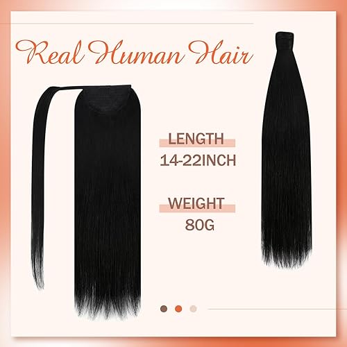 Miniatura 2 de VeSunny - Extensiones de cabello humano remy lacio de 14 a 24 pulgadas, con clip para cola de caballo, juego de extensiones de cabello humano de