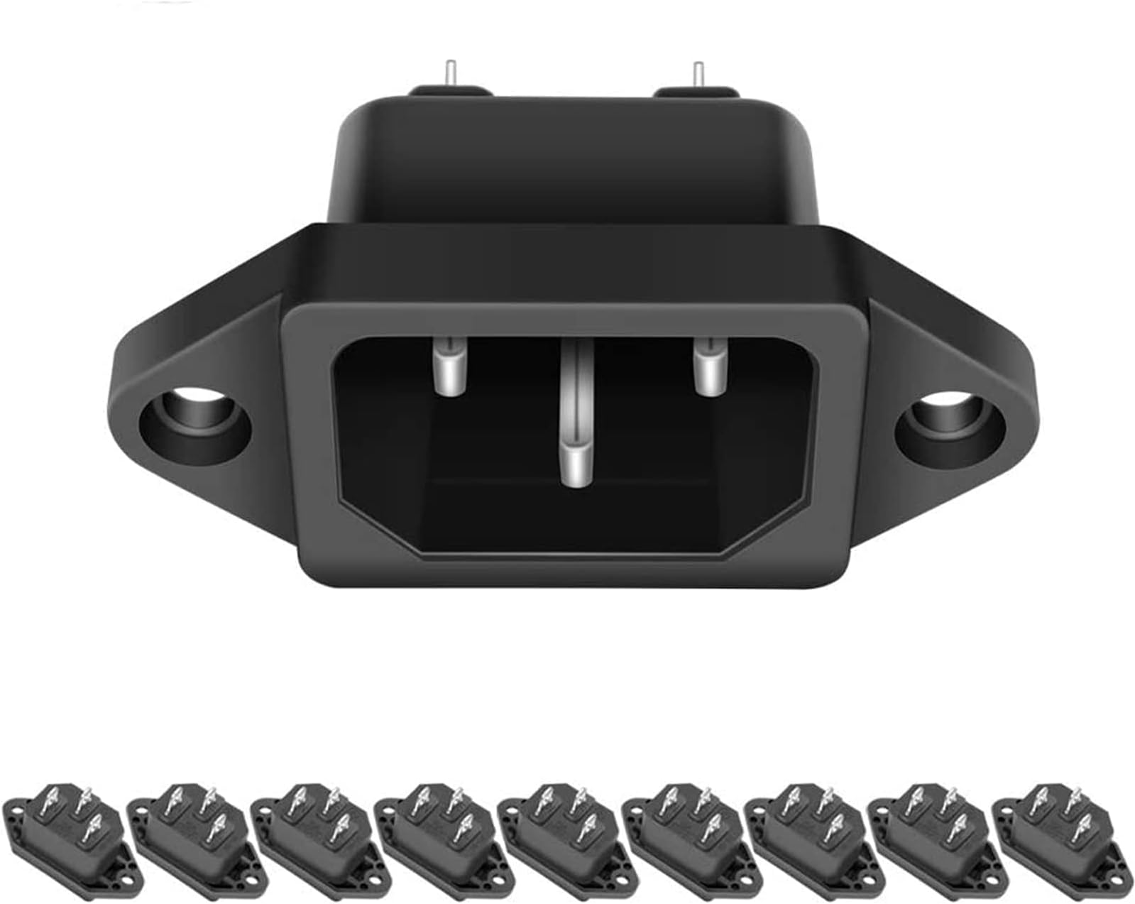 MXRS 10 Pack AC 250V 10A IEC 320 C14 Panel Mount Plug Adapter Power Connector Socket Black Screw Mount 3 Pins Inlet Power Plug Socket by MXR