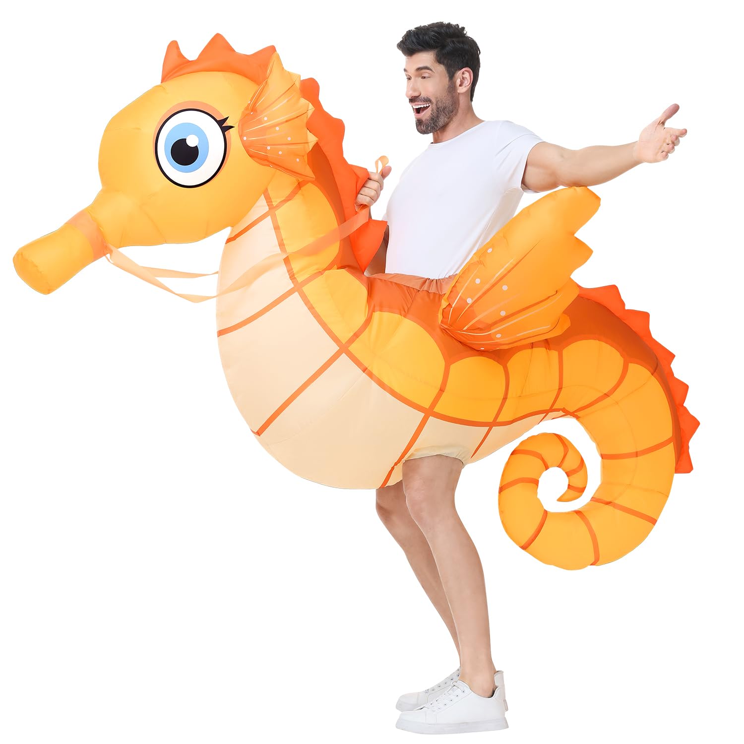 Spinosaurus Inflatable Seahorse Costume Adult,Funny Halloween Costume Men/Women,Blow Up Costumes for Party Cosplay