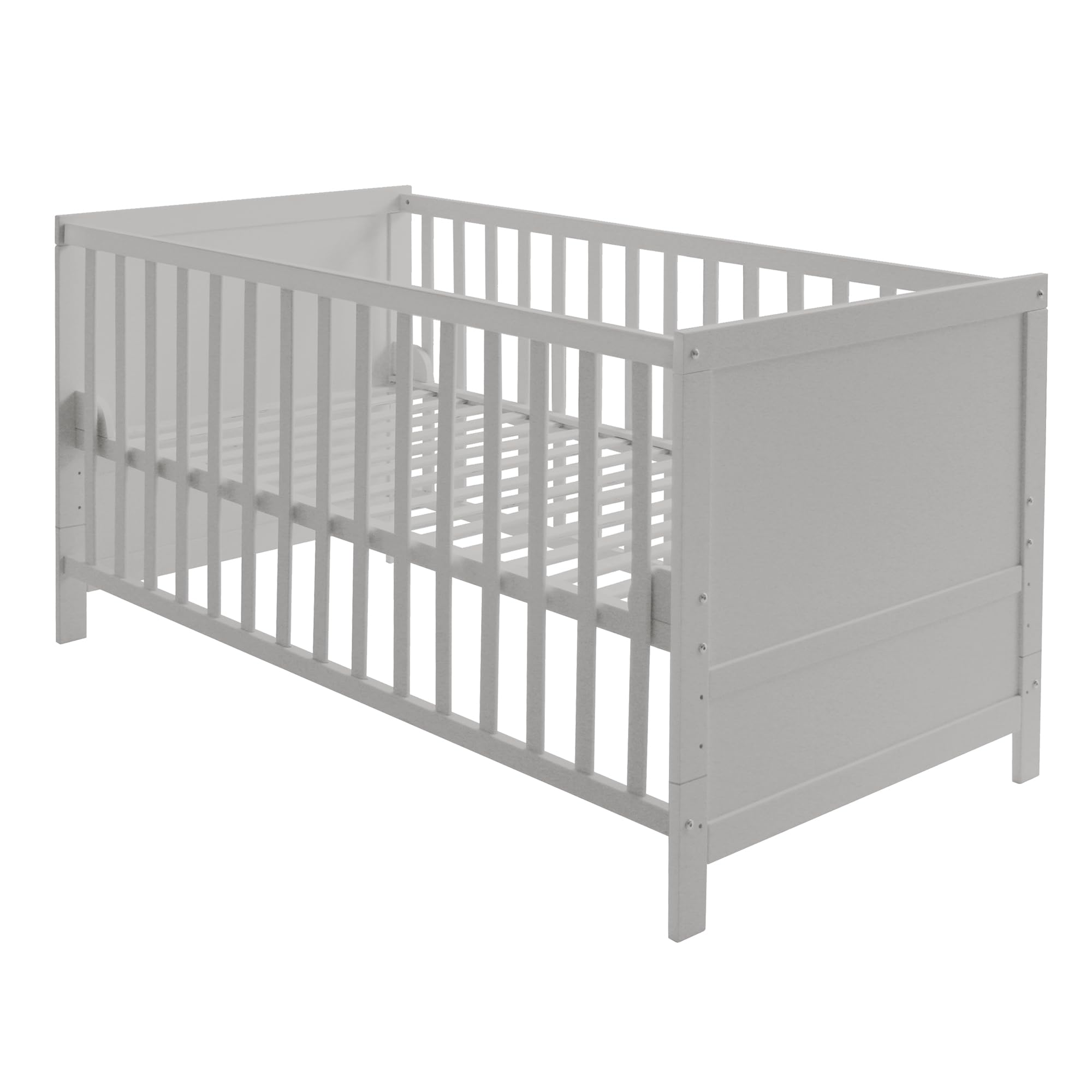 roba Cuna Convertible en Cama para Niños 70 x 140 - Cama Infantil con Barandilla Ajustable en 3 Alturas - 3 Barrotes Removibles - Madera Gris