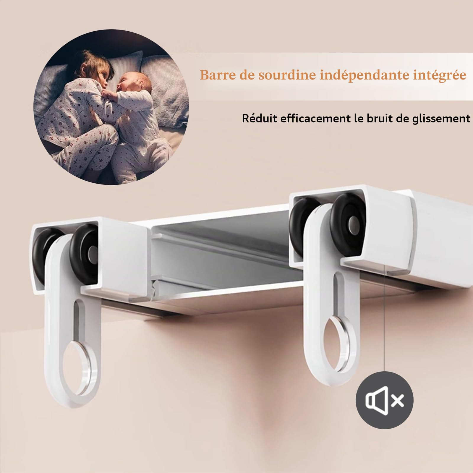 Aluminium Rail De Rideau Rail Rideaux Plafond Double Tringle A Rideaux avec Rouleaux Muets Ensemble De Rails De Plafond Idéal pour Chambres Et Salons(Blanc,3.2m)