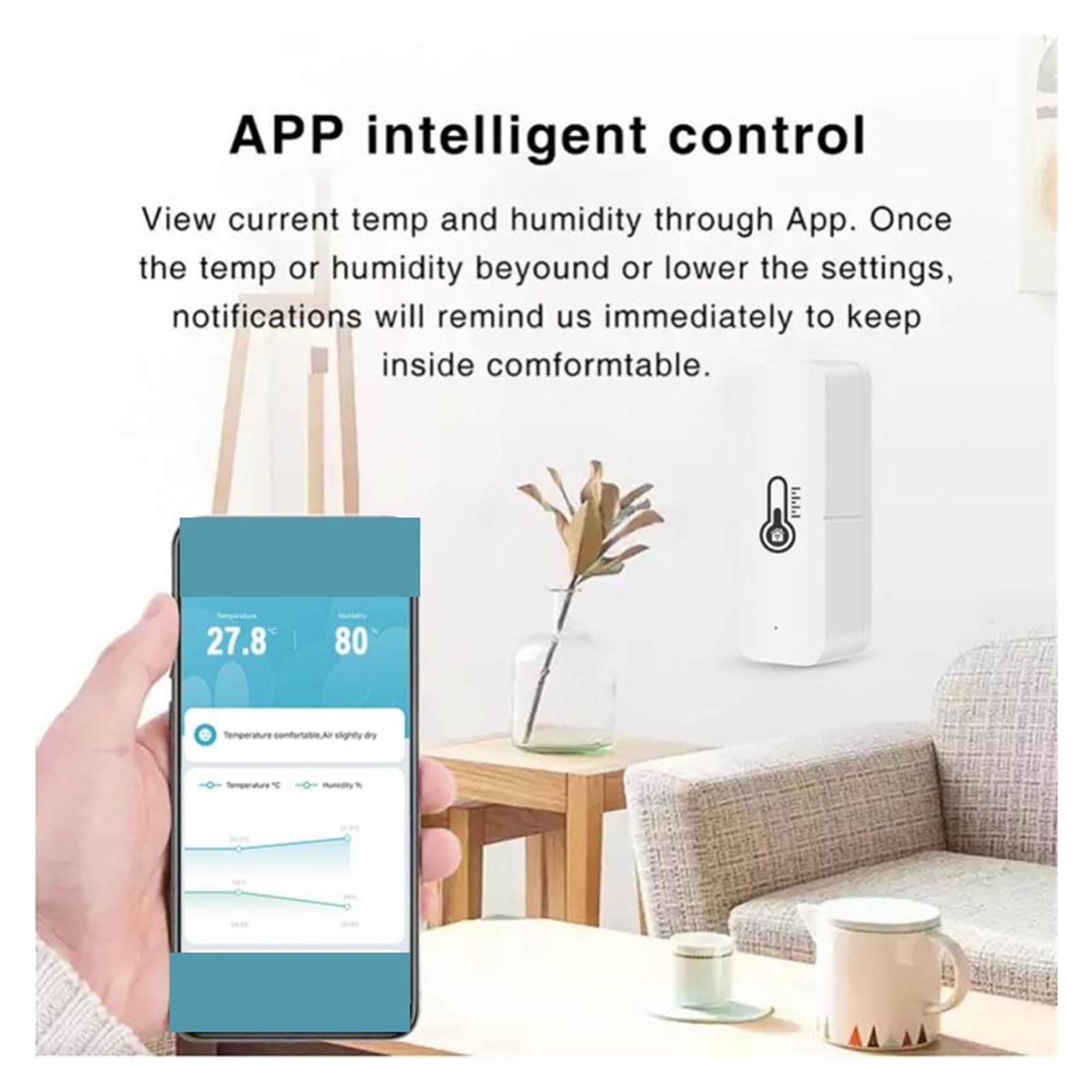 Sistema di allarme, Termometro da interno con sensore intelligente di temperatura e umidità allarme cicalino for una vita(WIFI Version)
