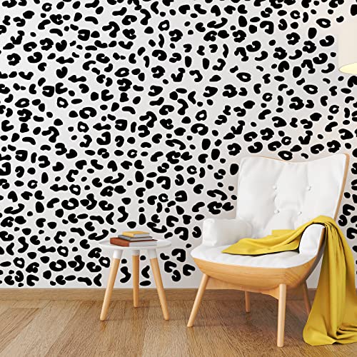 Vinilos adhesivos de pared con estampado de leopardo negro, 4 láminas miniatura 7