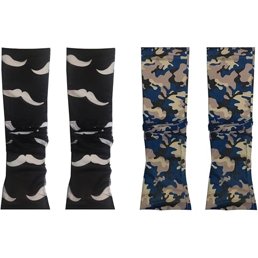 Wearable Tattoo Arm Sleeves - Moustache + Blue Army
