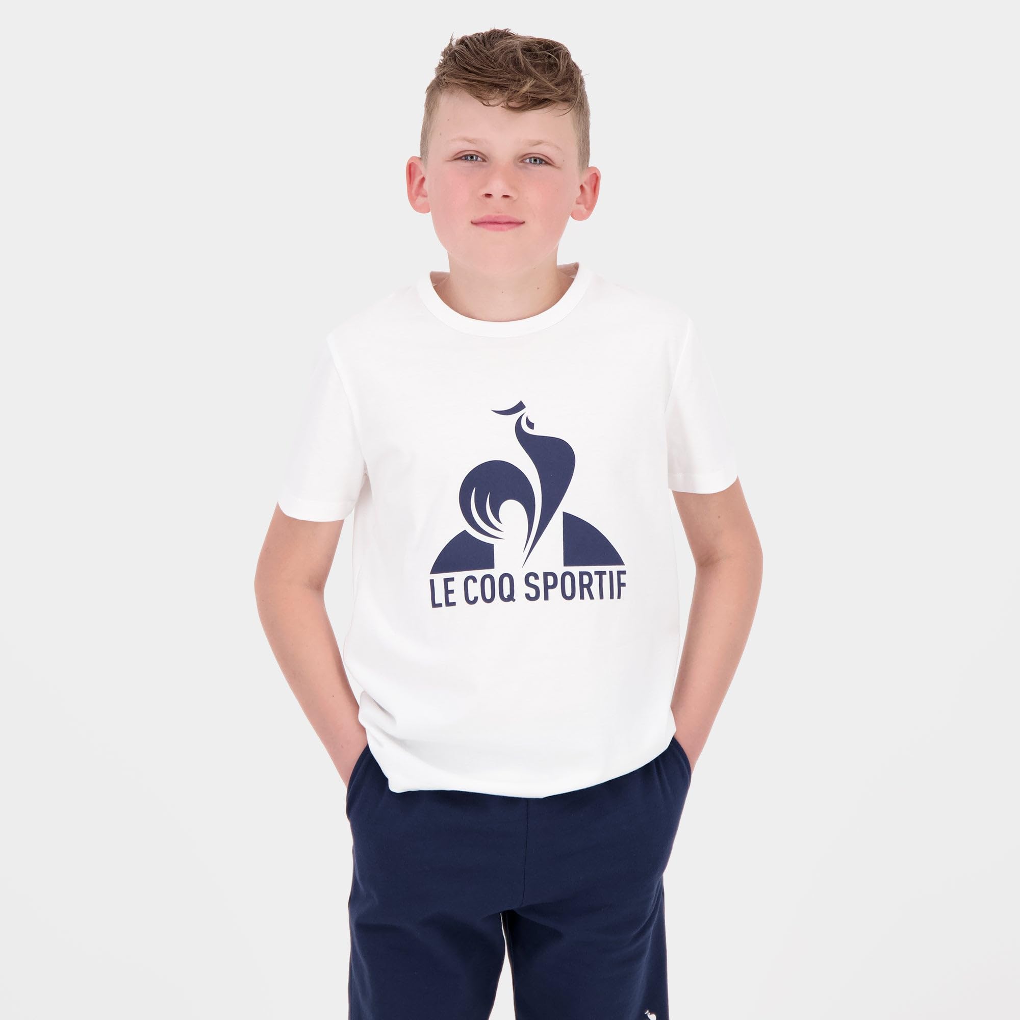 Le Coq Sportif - ESS Tee SS N°1 Enfant - Tee-​Shirt Manches Courtes Jersey 100% Coton 140g Coupe Classique - Gros Logo Sérigraphié Encre Gonflante - Taille 10 Ans - White Light