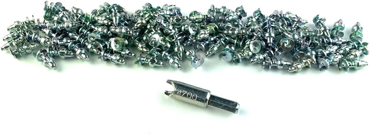 1740-5.4mm Prominence GRIPSTUDS Motorcycle Tire Stud, Pack of 150 Solid Tungsten Carbide Tipped Screw In Studs for Improved Traction For The Front Tire - Includes Installation Tool