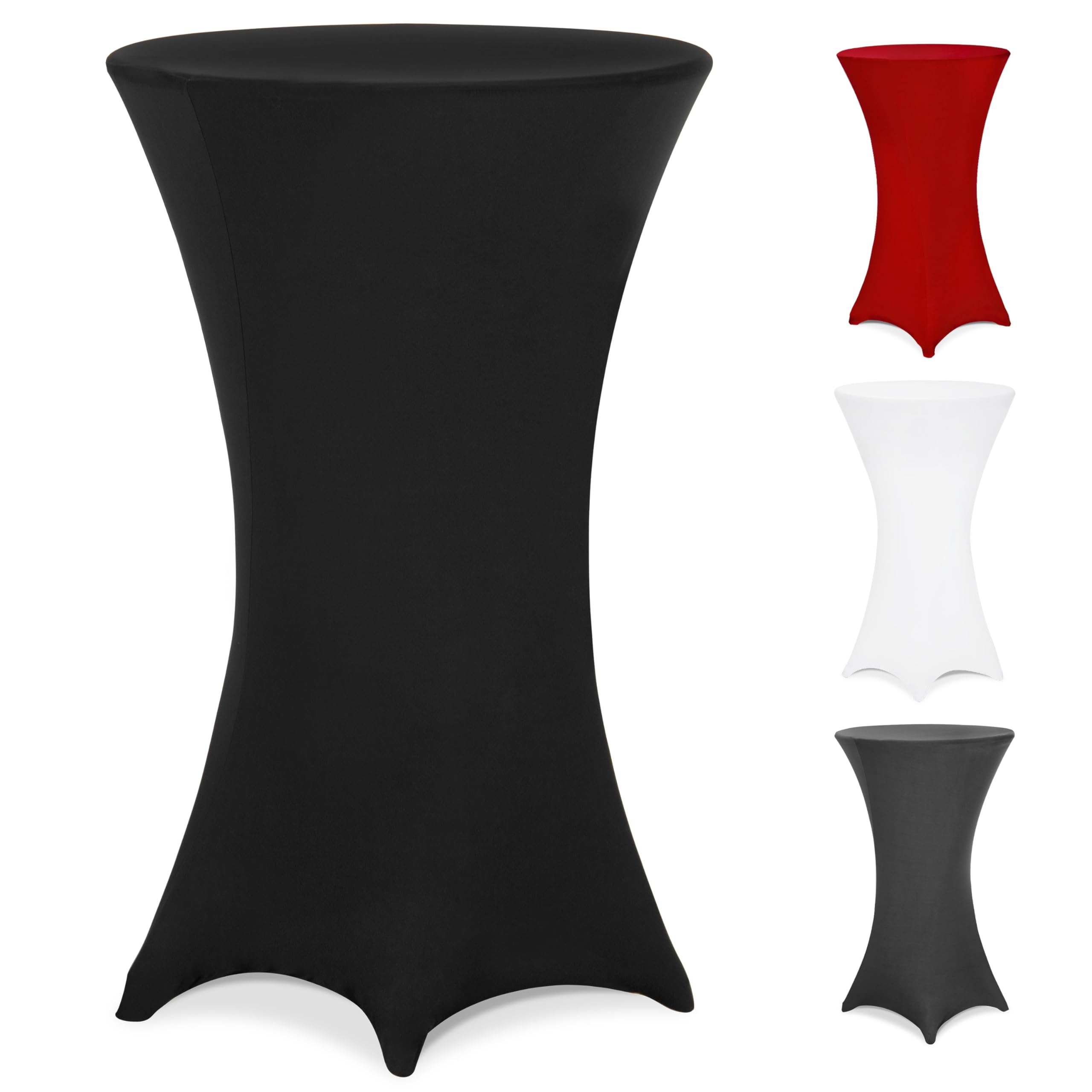 Deuba® Bar Table Stretch Slip Cover for 60-65cm Diameter Bistro Tables | 120cm Height | 30°C Washable Easy Care Fabric | Reinforced Feet | Ideal for Weddings, Parties, Events | Black