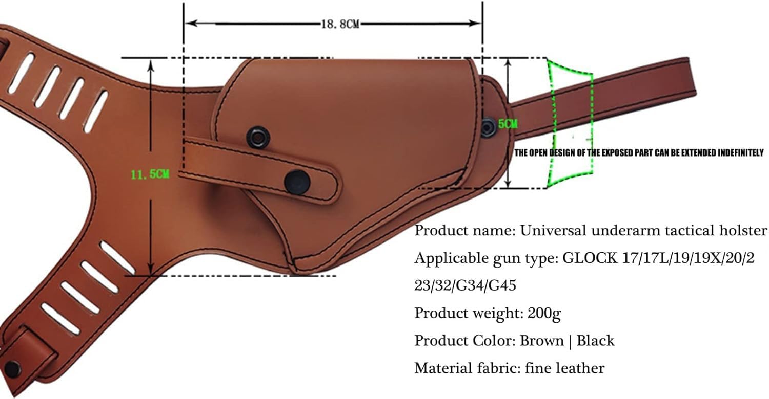 REHOOF Militare Borsa Nascosta per Ascelle, Fondina Verticale per Pistola Tattica in Pelle Fondina per Pistola A Spalla Destra,Regolabile per Tiro Sportivo per 17/17L/19/19X/20/2Z/23/32/G34/G45 A