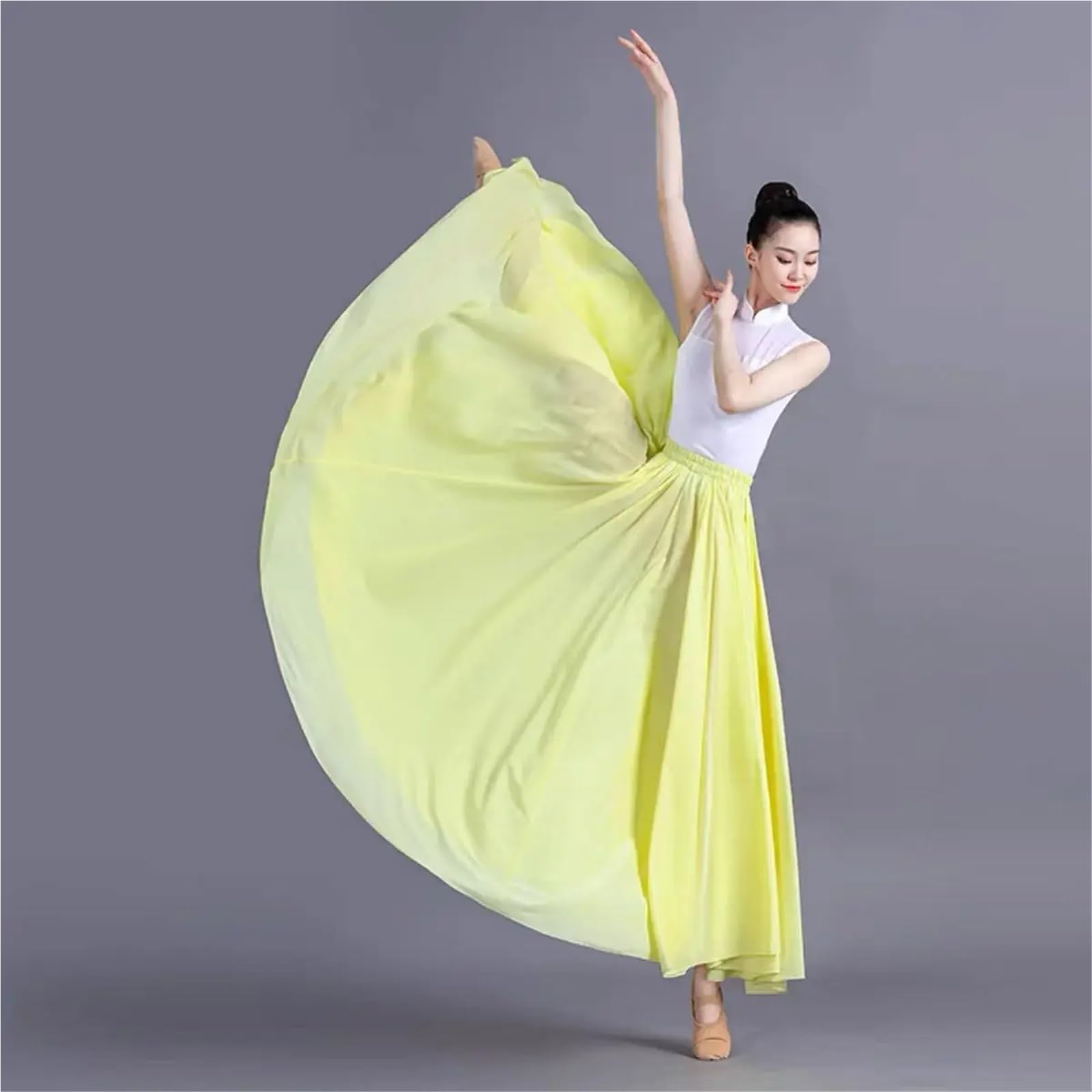 Falda de Gasa Dos Capas Color macarrón, 540/720 Grados, for Ballet, Danza, for Mujer, Faldas largas, for práctica clásica y Moderna para Baile(Purple,540 Degrees 90cm)