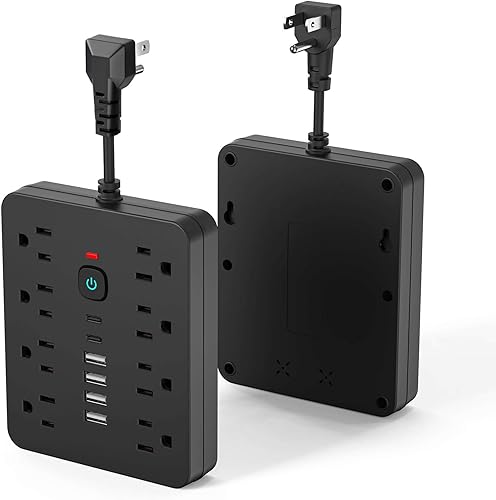 Miniatura 7 de Regleta de protección contra sobretensiones de 5 pies - Cable de extensión Chiefway con múltiples tomacorrientes (8 tomacorrientes de CA, 4 puertos