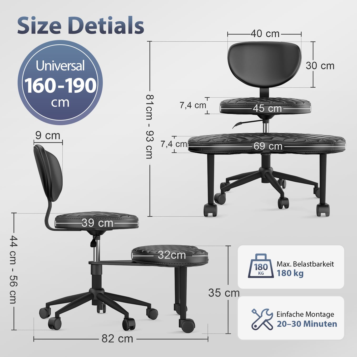 Kniestuhl mit gekreuzten Beinen, ergonomischer Schreibtischstuhl mit Verstellbarer Höhe, Meditationsstuhl für ADHS-Betroffene, gepolsterter Computerstuhl für Zuhause/Büro, Cordweiß