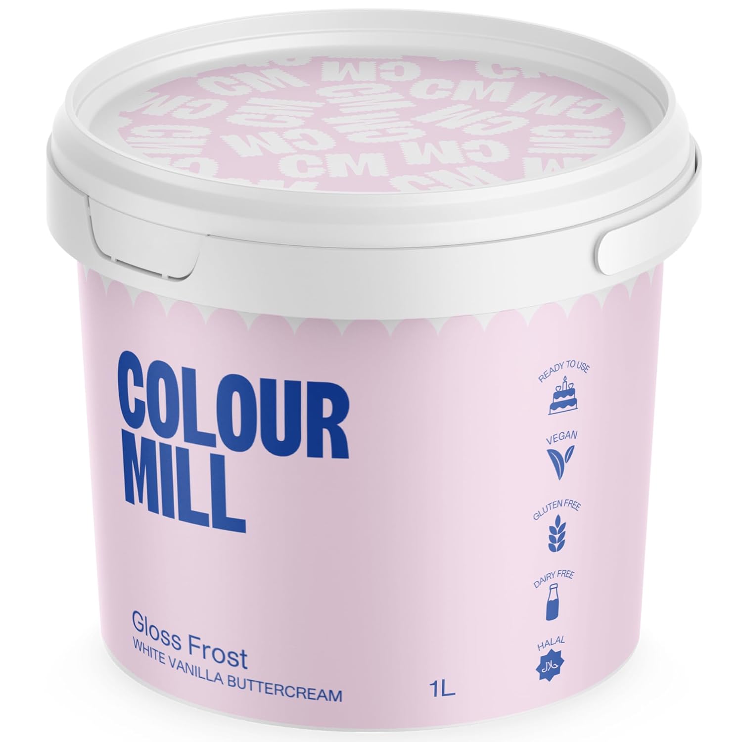 Colour Mill Swiss-Meringue Style Buttercream Frosting – High Gloss Vegan Icing for Cakes & Cupcakes – Designed for Oil-Based Coloring & Smooth Finishes - 1 Liter (2.2LBS)