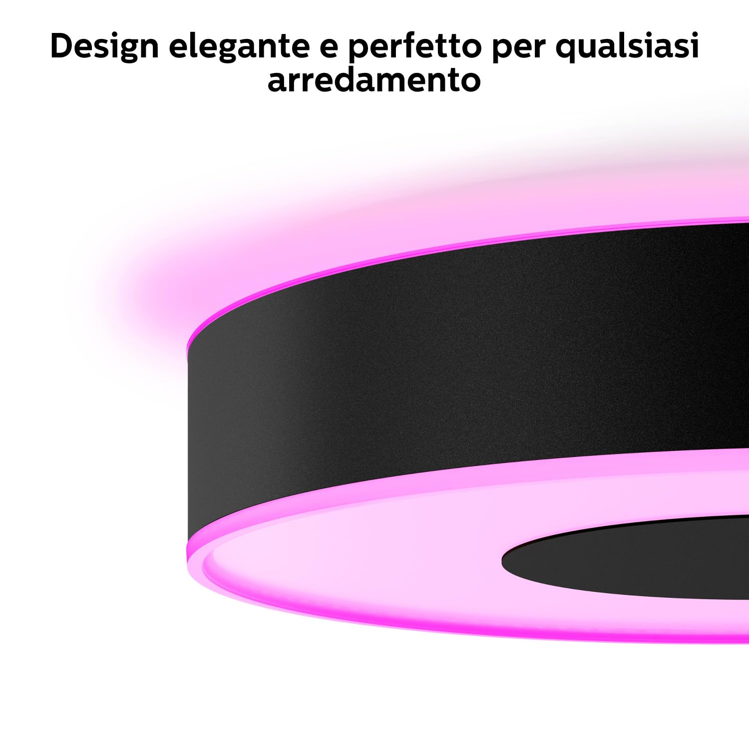Philips Hue White and Color Ambiance Infuse, Plafoniera Smart, Grande, Lampada Smart con Bluetooth, 52.5 W, Lampada da Soffitto con App, Nera