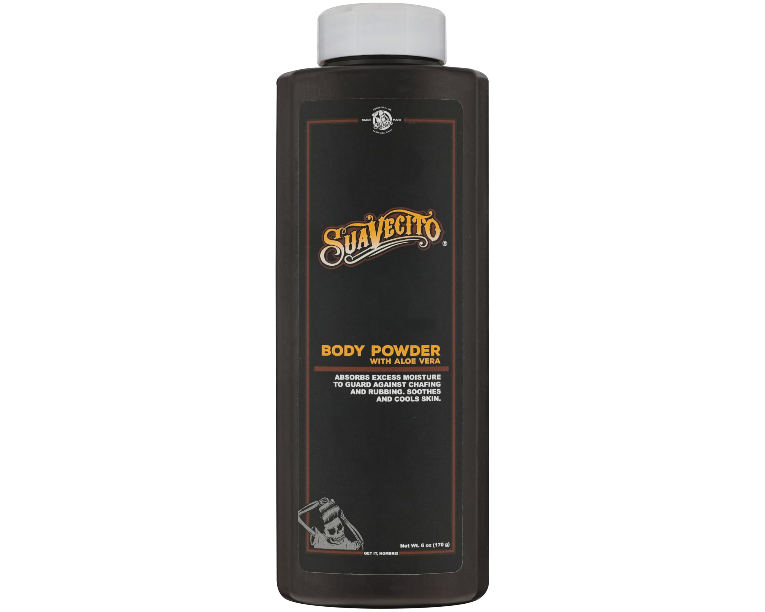 Suavecito Body Powder with Aloe Vera, 6oz - Original Scent - Provides Long Lasting Comfort & Protection, Eliminates Chafing & Rubbing, Guards Against Excess Moisture, Soothes & Cools Skin