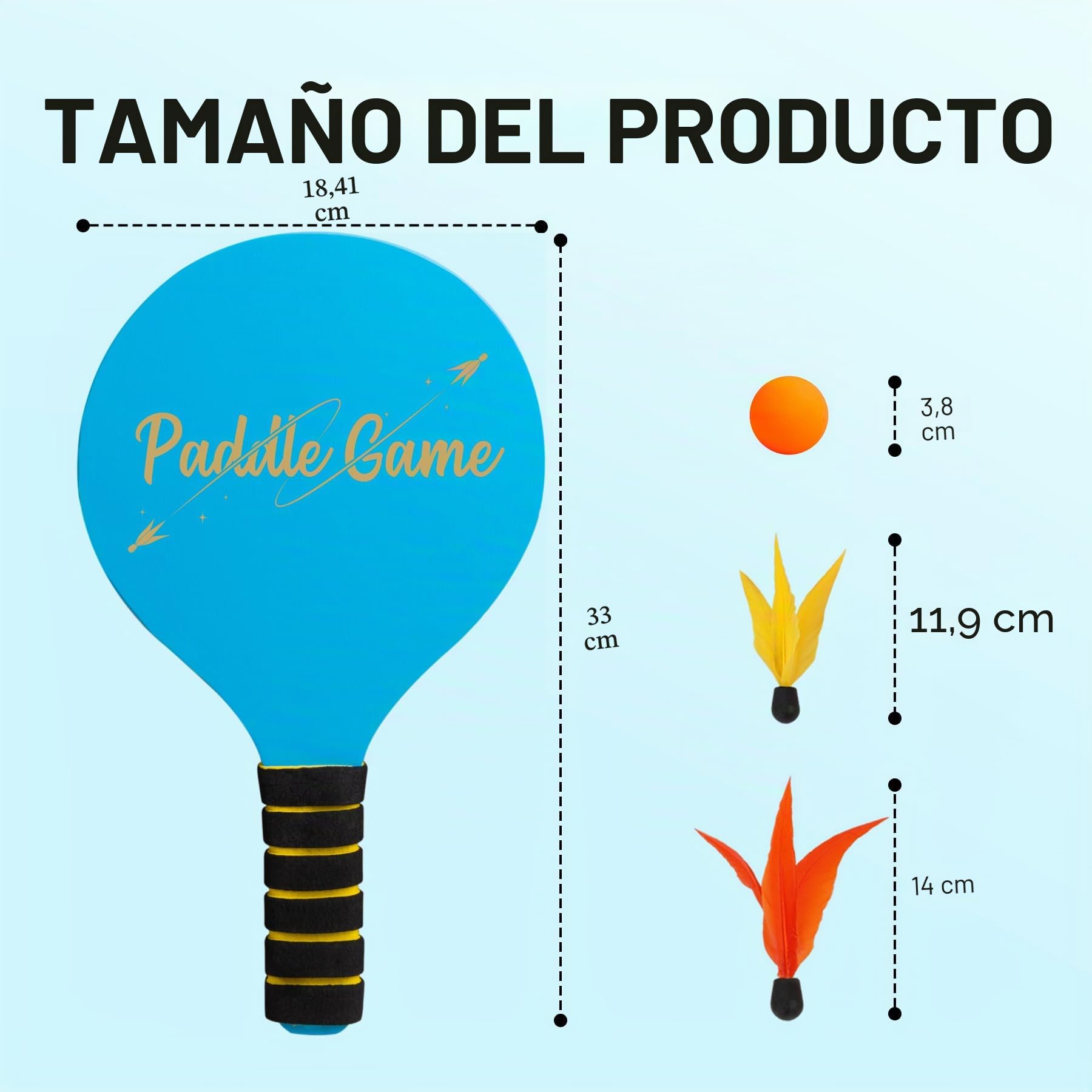 U&C Planet Raqueta Padel niños Set de Pelotas de Playa Beachball Set Juego de Raquetas de Tenis para niños Juegos Playa Juego del jardín