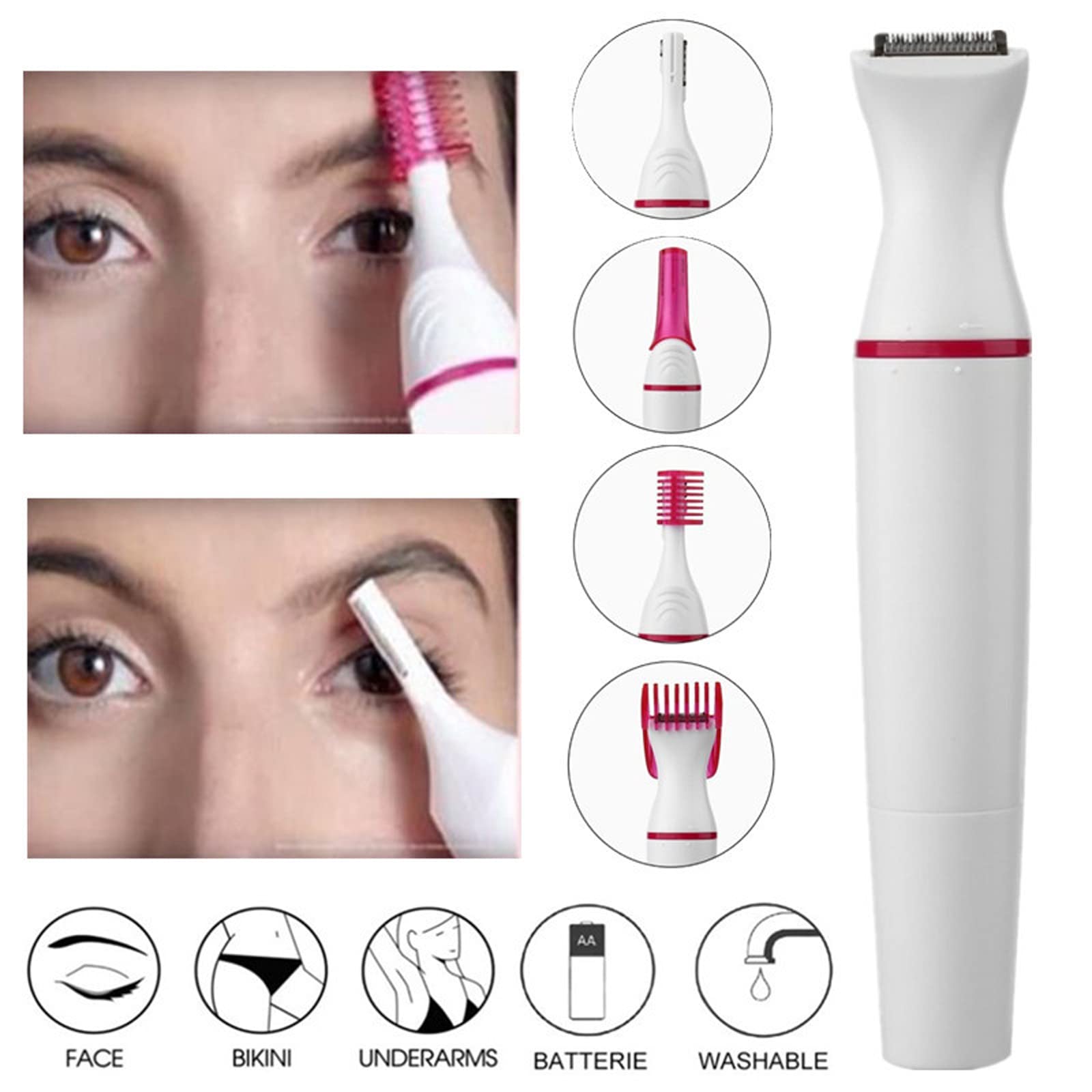 Augenbrauen Trimmer für Frauen, Gesichtshaarentferner für Frauen,Elektrischer Haarentfernung, Schmerzfreie Gesichtsrasierer Elektrorasierer Trimmer für Damen, für Körper Gesichtshaare Lippen Kinn