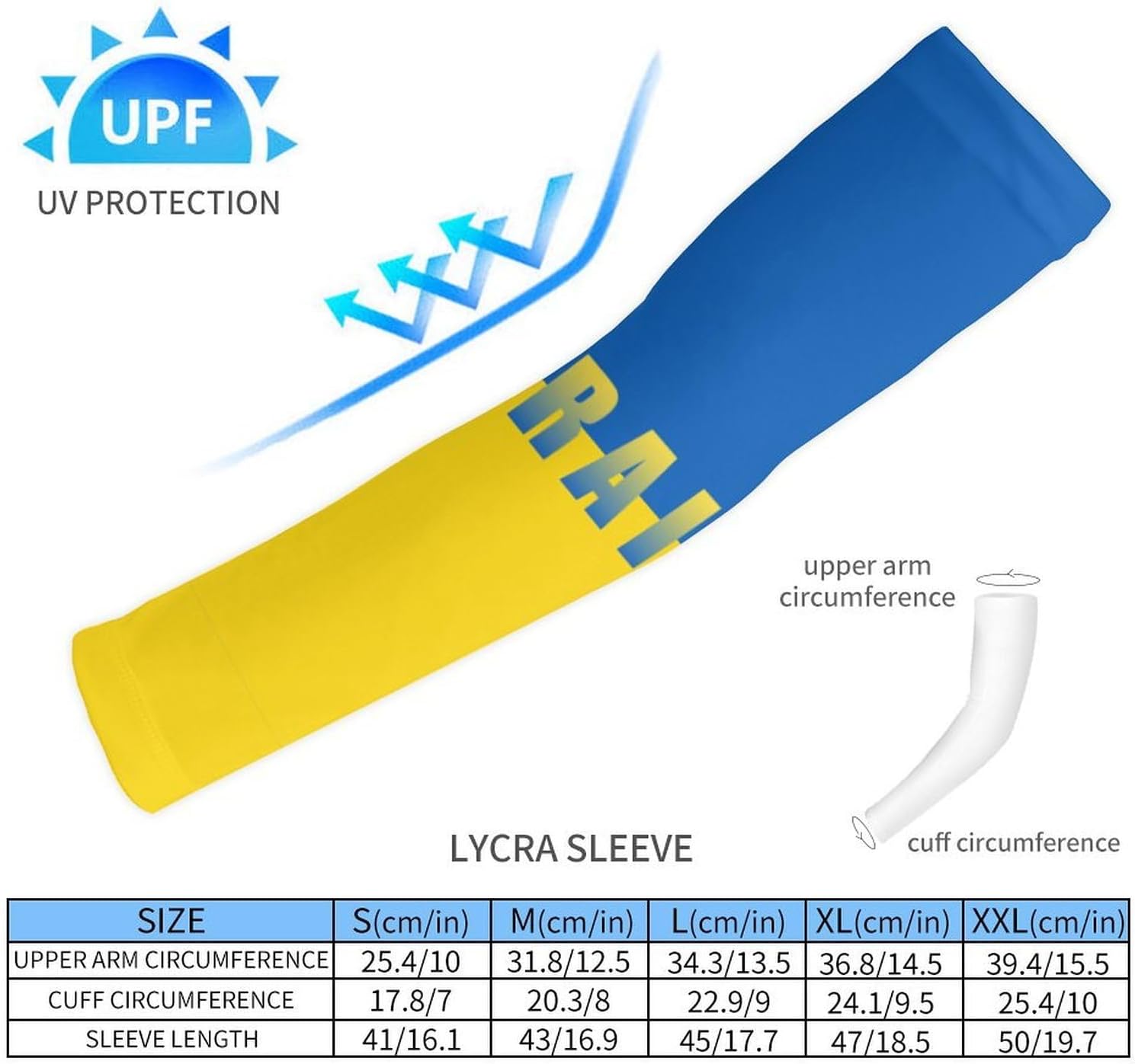 Ukraine Ukrainian Flag Arm Sleeves Cooling Sun Protection Sports Compression for Golf Basketball