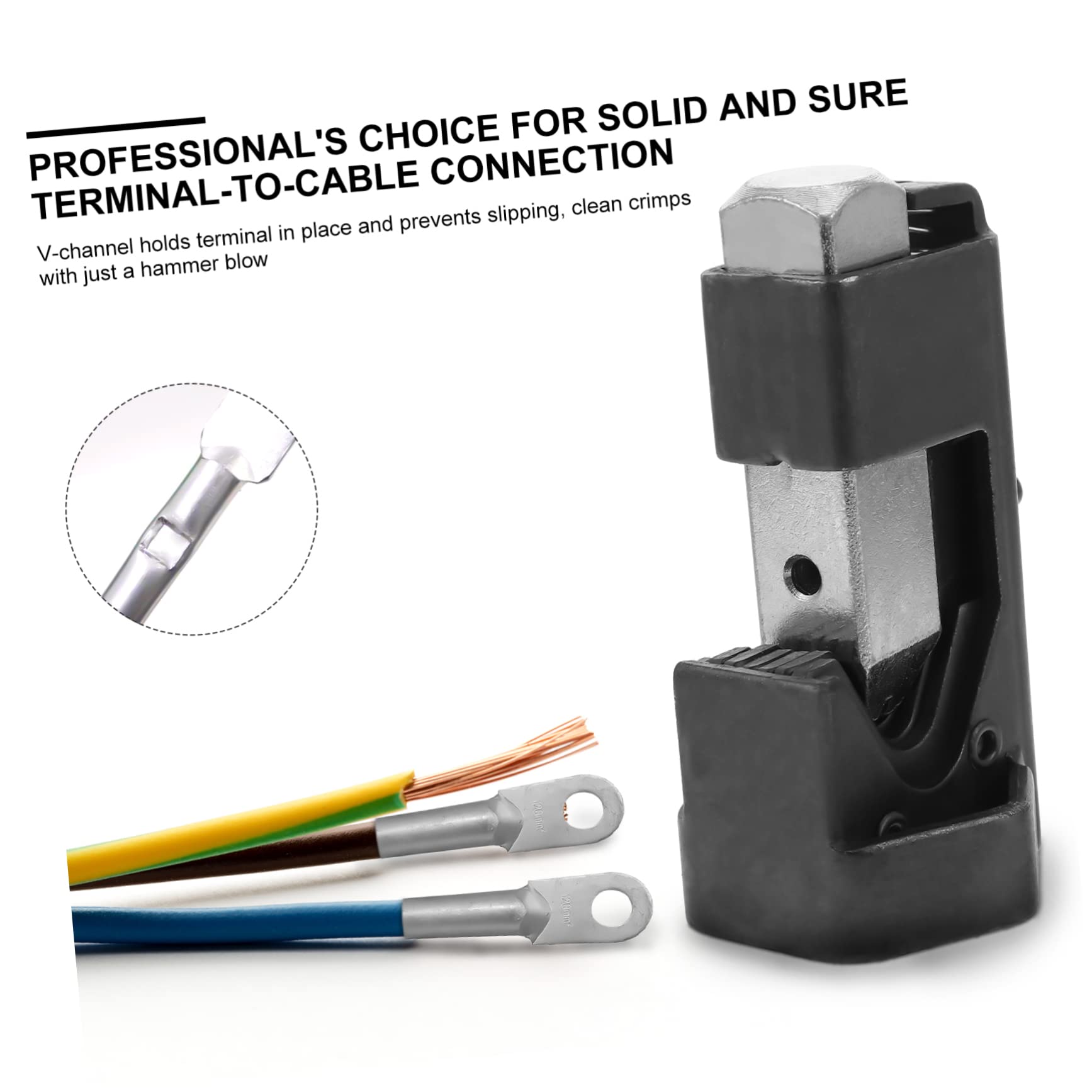 Crimpatrice a Martello per Cavi in Acciaio Inox, Nero | Giunzione Terminale-cavo, Crimpature Pulite, Utensile Multifunzione per Batteria