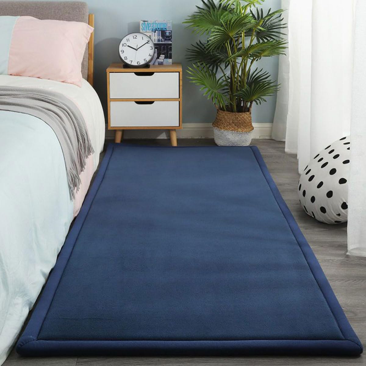 Dmkjdzsw Navy Blue Play Crawling Mat For Nursery Baby, Extra Soft Activity Floor Mat For Kids Playroom Bedroom - 60 * 150Cm