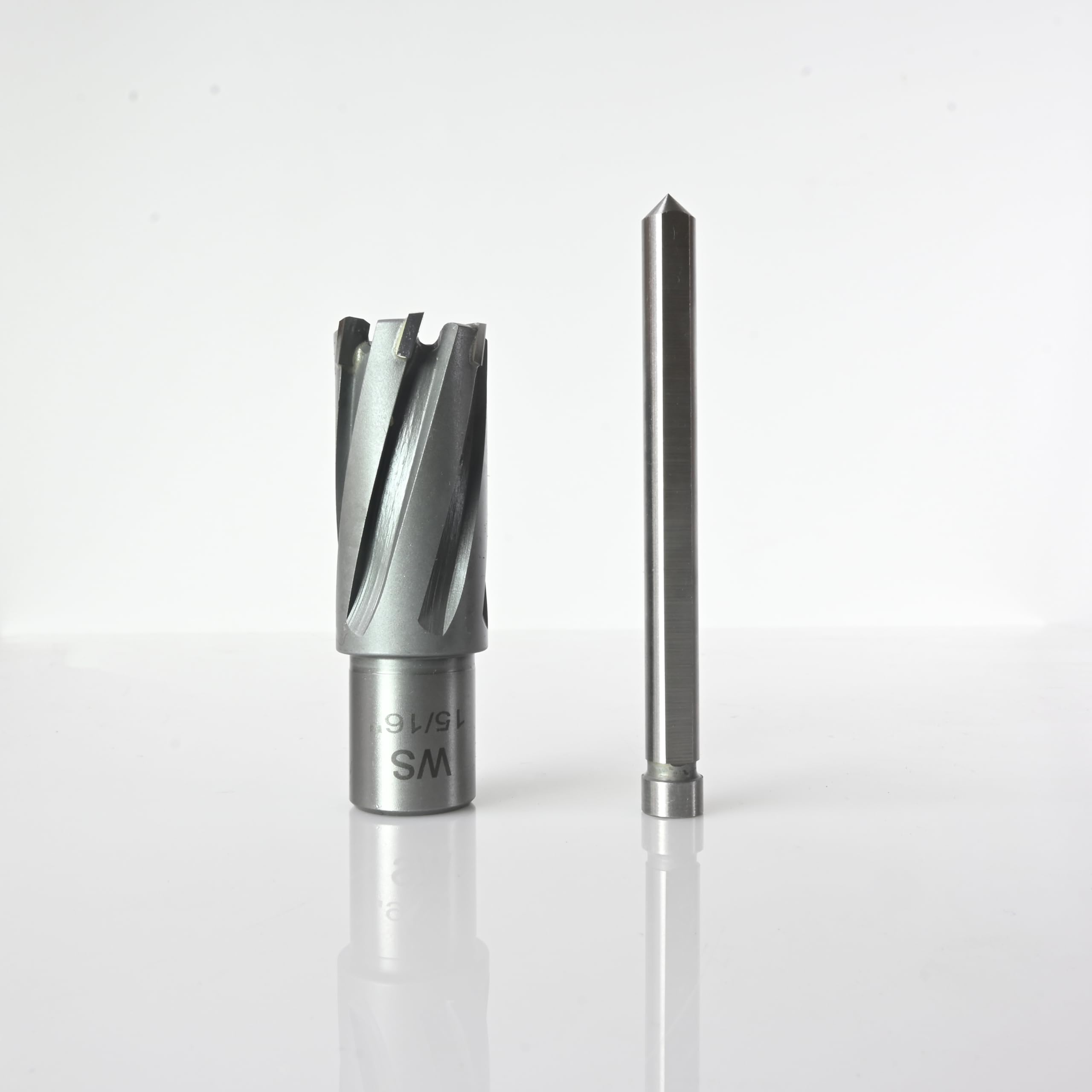 Wind Speed Fresa anulare 15/16" di diametro x 1-3/8" di profondità con perno pilota, gambo Weldon, punta per trapano magnetico ad alta precisione, per materiali duri, acciaio inossidabile, ghisa, CT