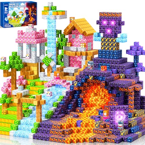 COOLJOYA Magnetische Bausteine 300 Teile Magnetbausteine ab 4 Jahre Ostern Geschenke Kinder Magnetische Bauwelt Spielzeug Magnetblöcke für Kinder ab 3 4 5 6 7 8 9 Jahre Verstaubare Magnetic