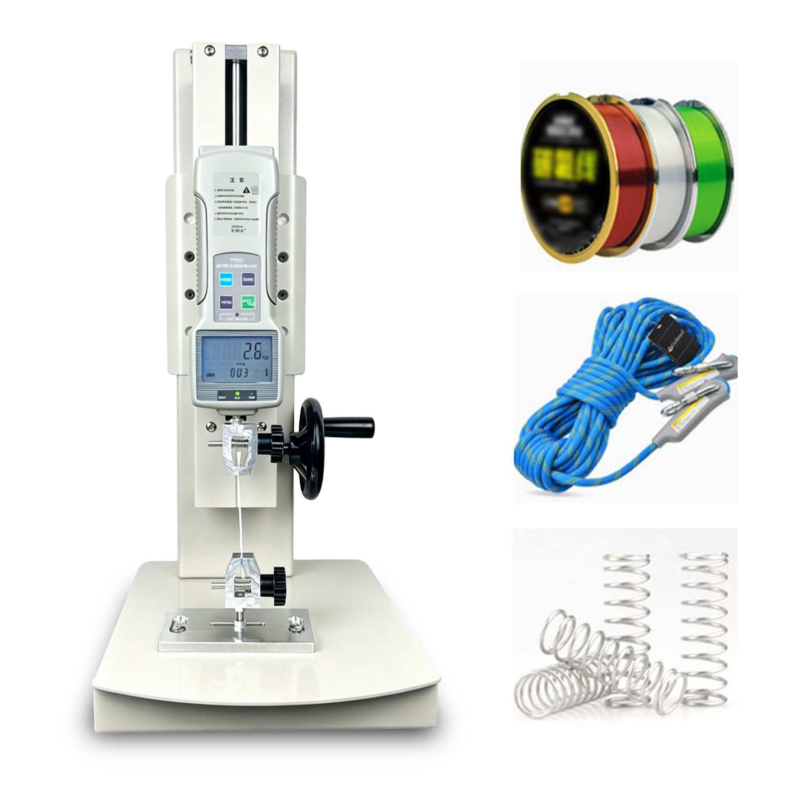 ZHENYUWANG 10–2000N Vertical Digital Force Test Stand, hand-crank operated, 300mm travel, includes 5 probes; suitable for textiles, sports, and scientific research 50N