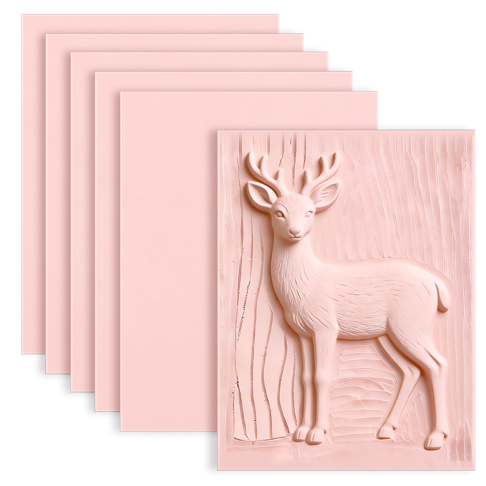 6 Pack 4"x6" Pale Pink Rubber Stamp Carving Blocks Rubber Carved Brick for Stamp Soft Rubber Crafts and DIY Craft Project