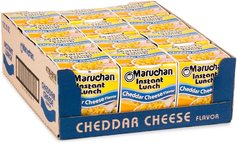 Maruchan Instant Lunch Ramen Noodles, Cheddar Cheese Flavor – Japanese-Style Instant Noodle Soup, Easy Meal Ready in 3 Minutes – 2.25 Oz. (12 Pack)