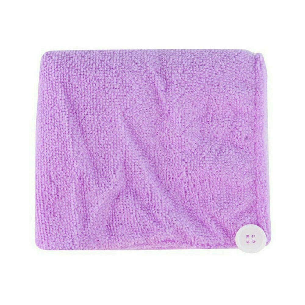 Unique Zone Women's Lilac 100% Cotton Hair Turban Towel, Dry Hair Towel Cap With Loop And Button Fastener, Absorbent Dry Hair Quickly For (Lilac)