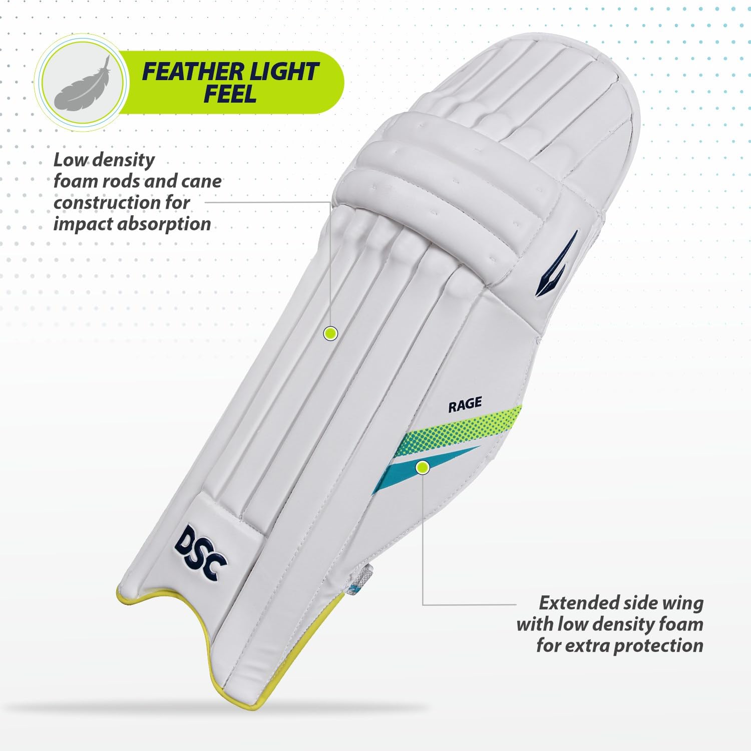 DSC Intense Rage Leg Guard, Boys-Left (White-Red)