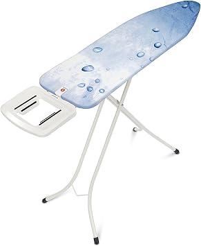 Brabantia Size B Ironing Board (49 x 15in) 7 Height Options, Solid Steam Iron Rest Holder (Ice Water) Non-Slip Feet, Anti-Collapse Child Locks