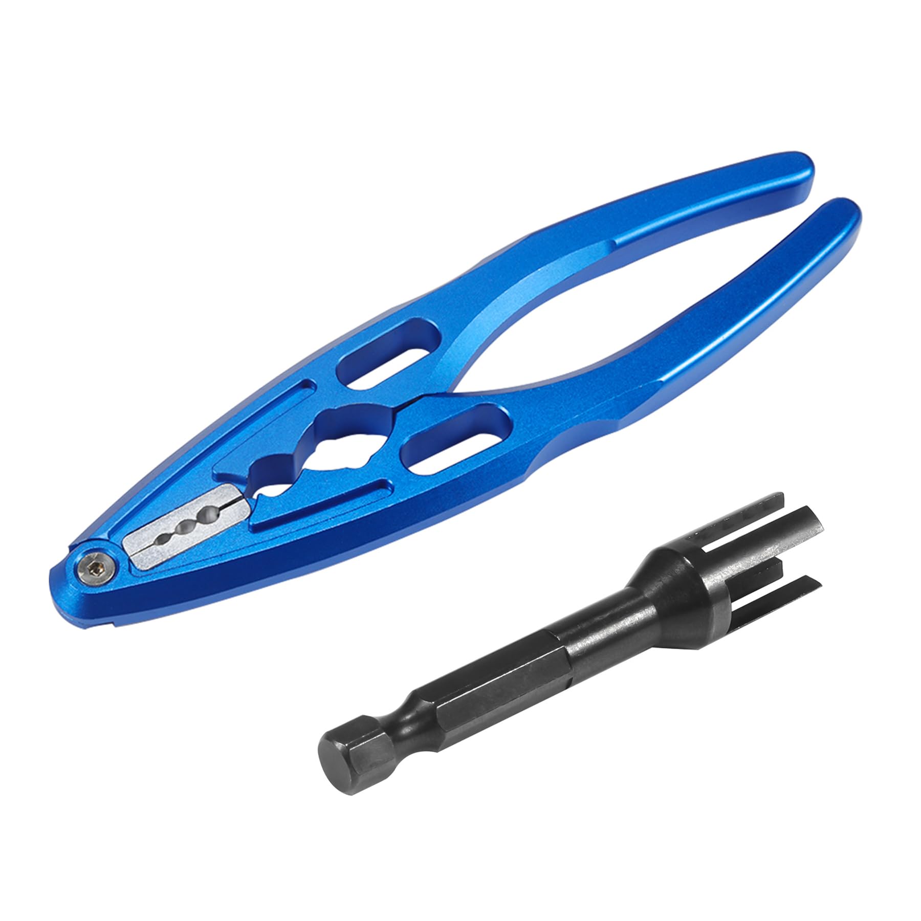 AMK RC Tool Kit Link Rod Ends Assembly 6.35mm Hex Bit Linkages Ball Joint Installing Equipment Shock Clamp 1/10 Scale Accessories for Axial SCX10 TRX4 (Blue+Black)