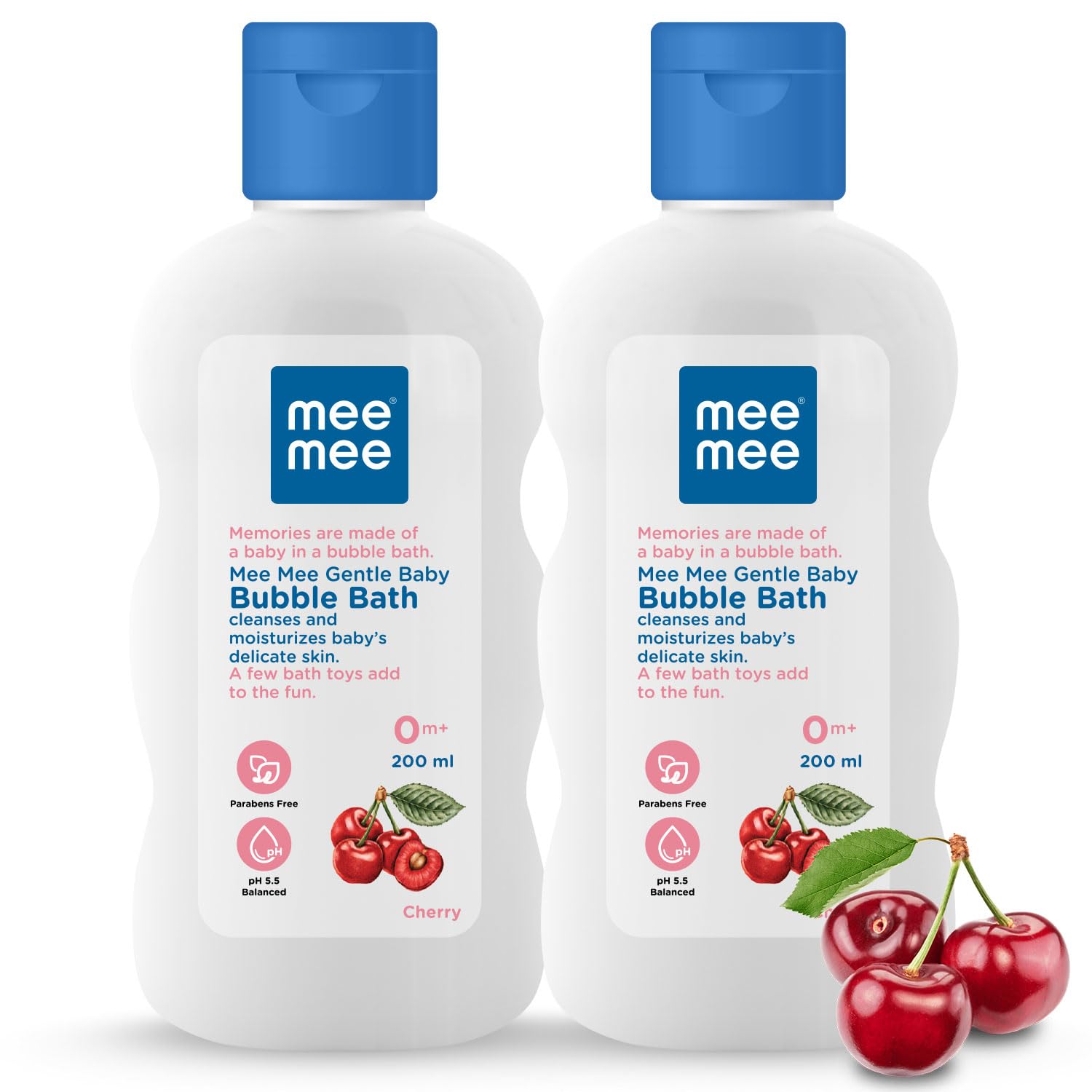 Mee Mee Baby Body Wash | Pk of 2 (200ml Each) With Cherry & Fruit Extracts | Tear-Free Formula | Moisturizes and Soothes Skin | Natural Head to Toe Baby Mild Bubble Bath Dermatologically Tested
