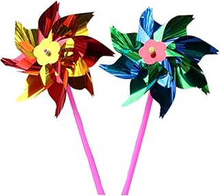IWOWHERO Plastic Windmill Pinwheel 40pcs Small Windmill Decor Windmill Toys Pinwheel Colorful DIY Windmill Bike to Rotate Set Outdoor Playset