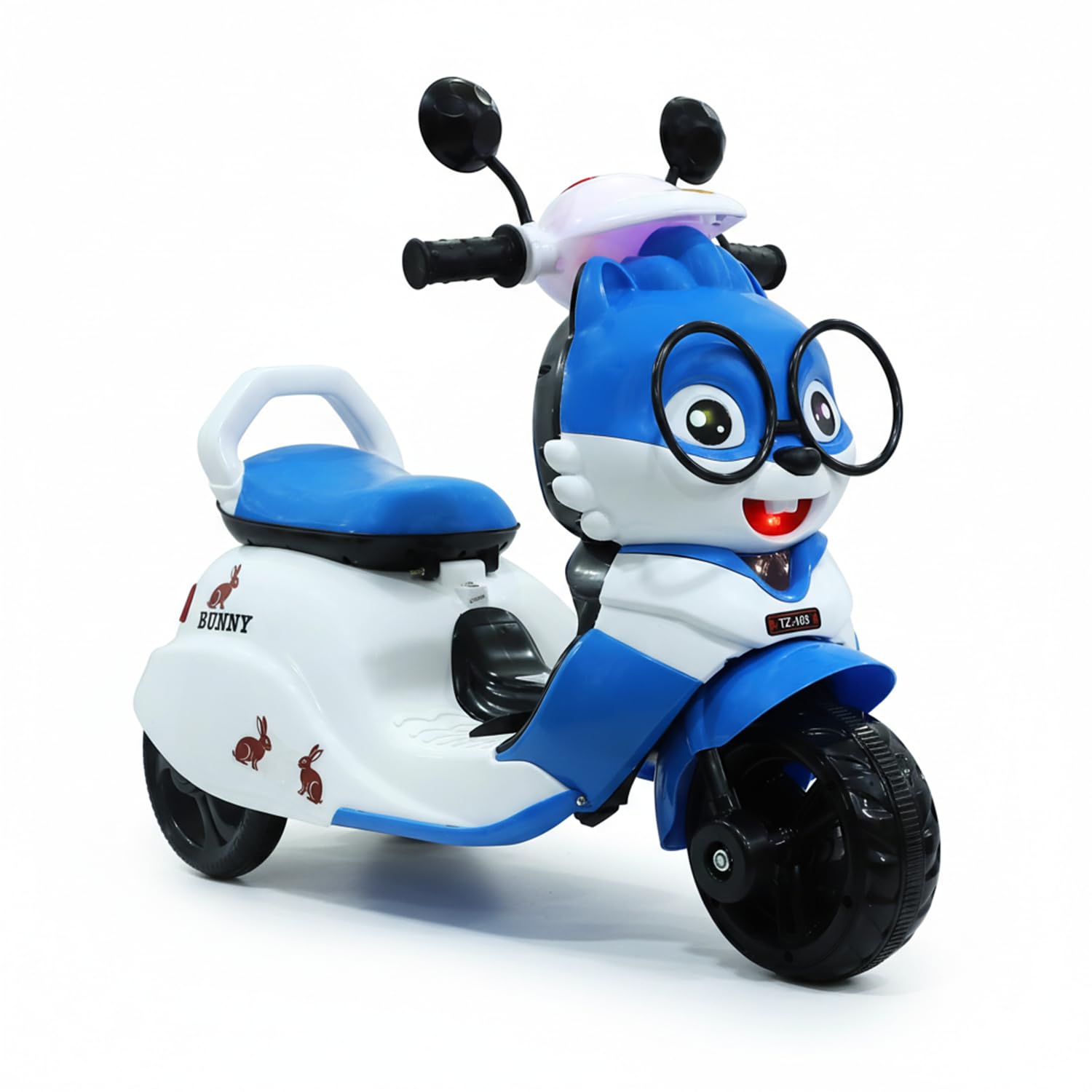 Toyzone Bunny Electric Scooter - Blue | Rechargeable Scooty 6V | Powered by 4.5 ah Battery | Music Player with Bluetoooth & USB | 6 Month Warranty on Battery | Make in India | for Kids 2+ Years 3