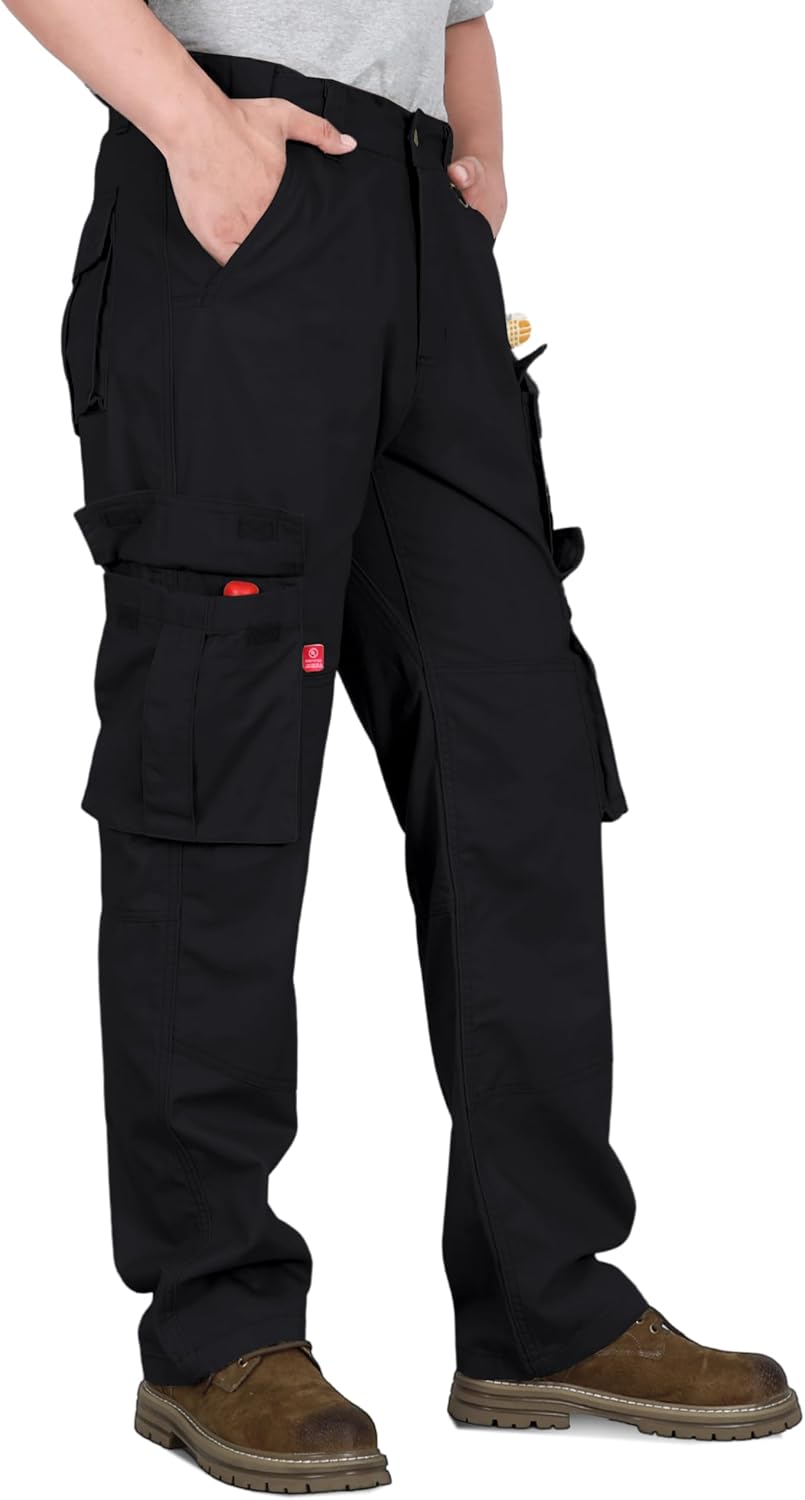 BOCOMAL FR Pants for Men Cargo Pockets Flame Resistant/Fire Retardant Elastic Waist Water & Oil Repellent Finish - Image 2