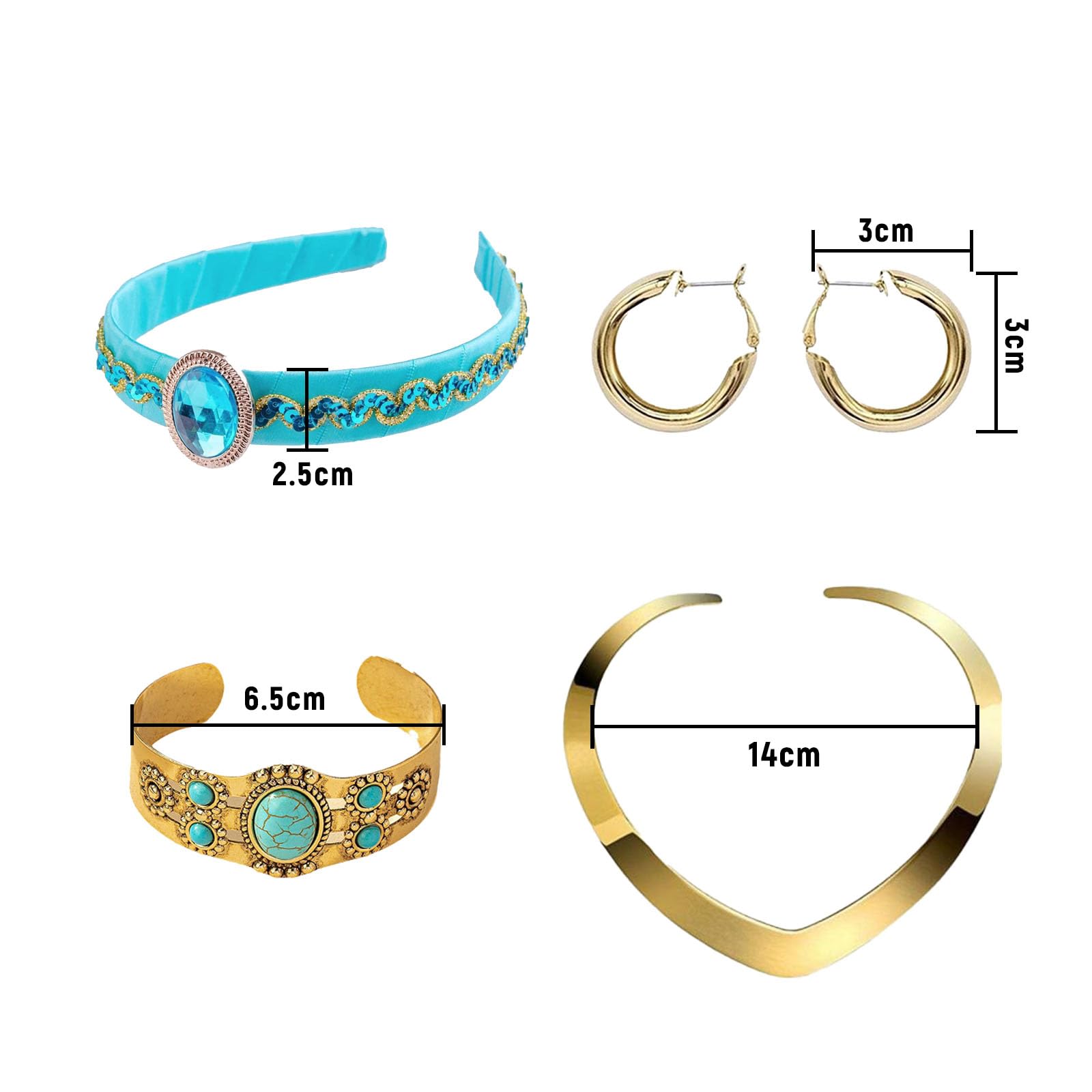 Lufdegim 4 Pieces Suits for Women Princess Clothing Princess Suit Blue Headband Tiara Cosplay Halloween Carnival, blue, One size - Image 2