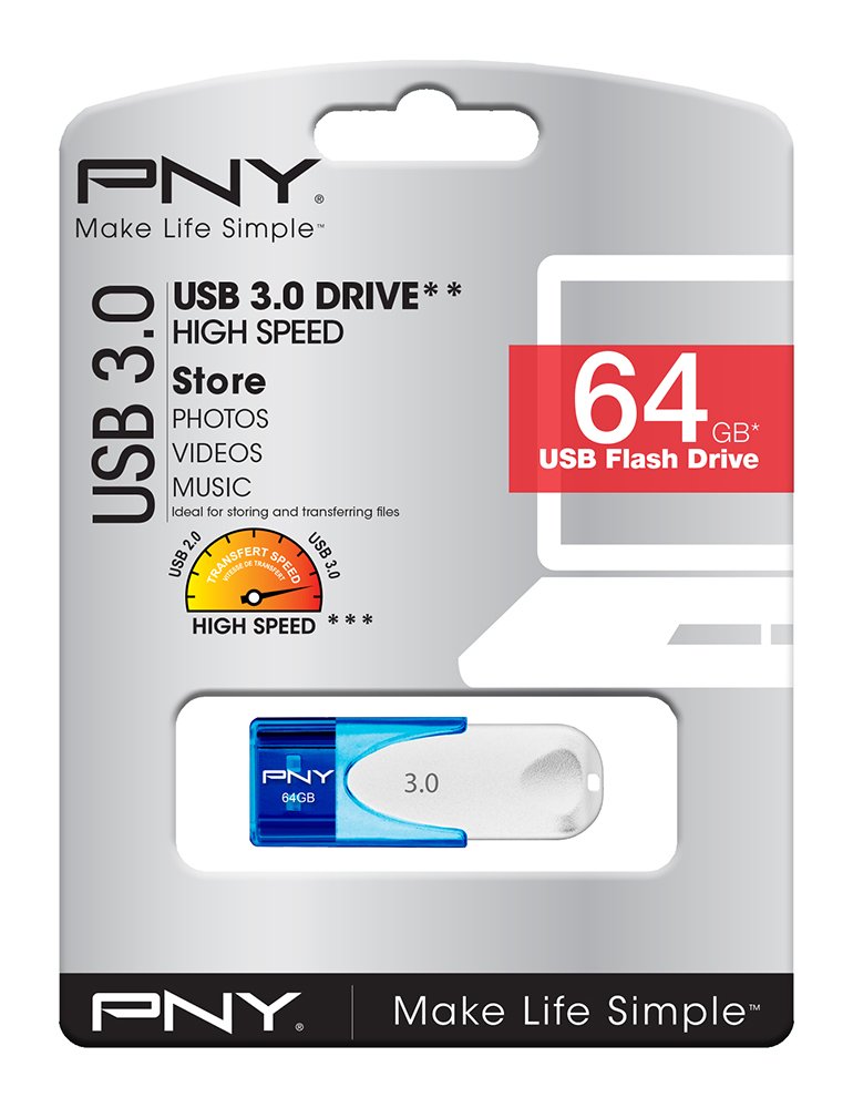 PNY Attaché 4 3.0 - pamięć USB - 64 GB - USB 3.0 - niebieski