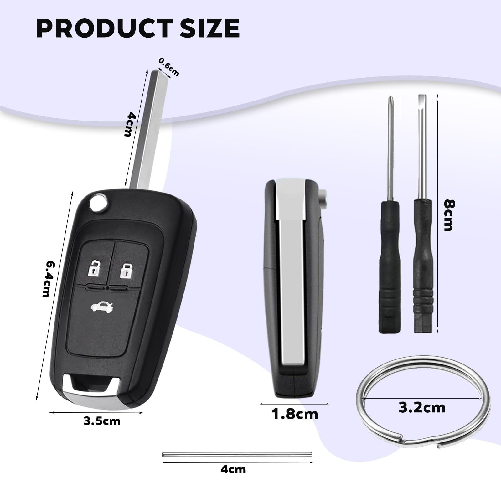 2 Pièces Coque Pour Clé De Voiture 3 Boutons Télécommande