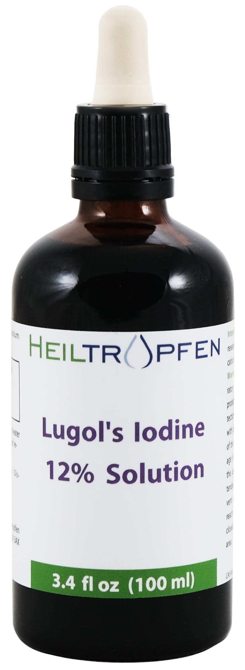 Lugols Jodlösung 12% 100 ml | 12 Prozent Jod und 24% Kaliumjodid | Tropfen | Heiltropfen®