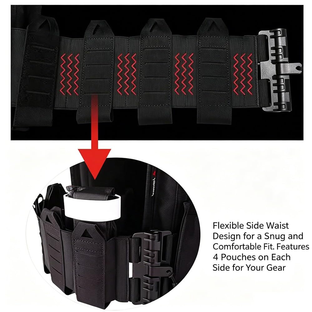 Chaleco Táctico Airsoft,Ajustable con Sistema MOLLE y Liberación Rápida, Chaleco Ligero y Transpirable con Paneles Laterales Elásticos para Senderismo y Paintball Outdoor