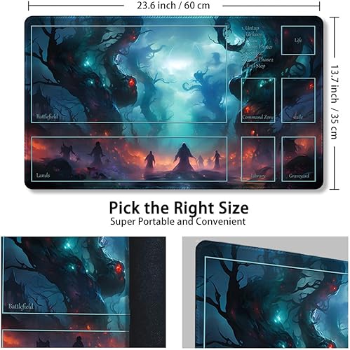Miniatura 2 de Tapete de juego MTG cosido de alta calidad con zonas y parte trasera de goma antideslizante, tapete de juego TCG para MTG y otros juegos de cartas,