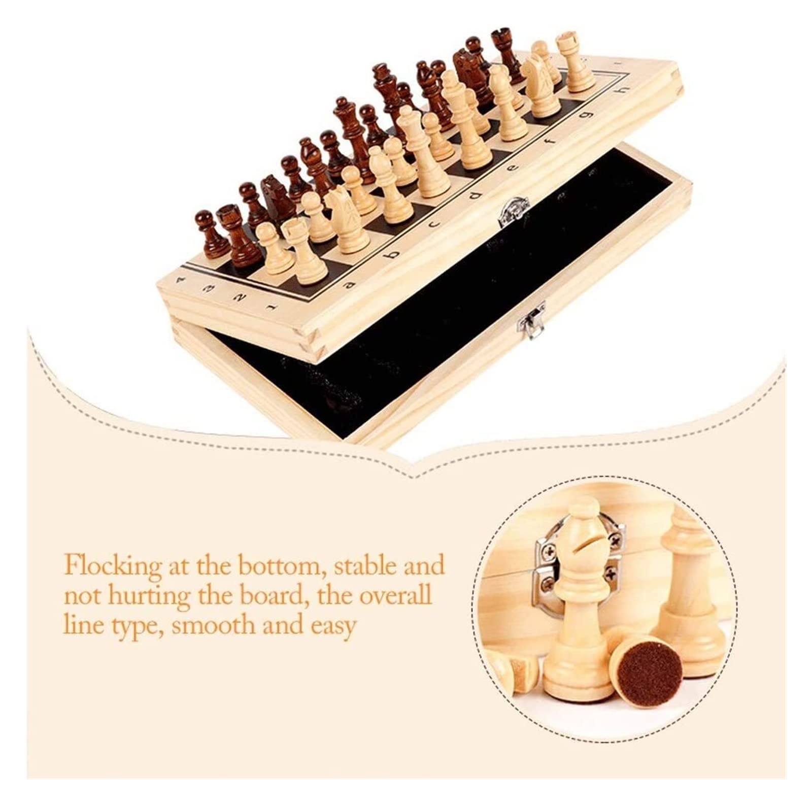 Habrur Schachspiel Schach Klassisches Schachspiel 15 "x 15" ， Schachspiel Aus Holz Mit Klappbarem Schachbrett, Aufbewahrungsbox Für Schachfiguren Schachbrett Reiseschach