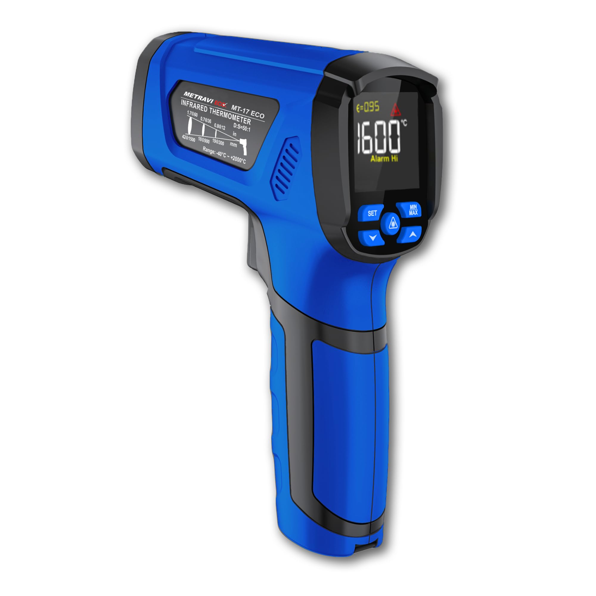 Metravi MT-17 ECO Non-contact Industrial Infrared Thermometer for 1600°C with high 50:1 D:S Ratio and K-type thermocouple-image-15